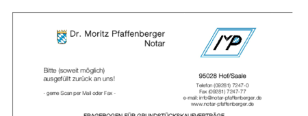 Fragebogen Grundstückskaufvertrag