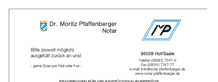 Fragebogen Grundstückskaufvertrag